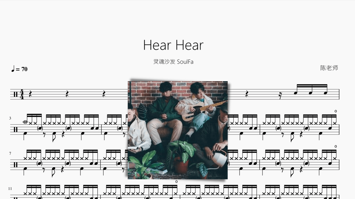 Hear Hear【灵魂沙发】 — partitura de batería Drumtabs