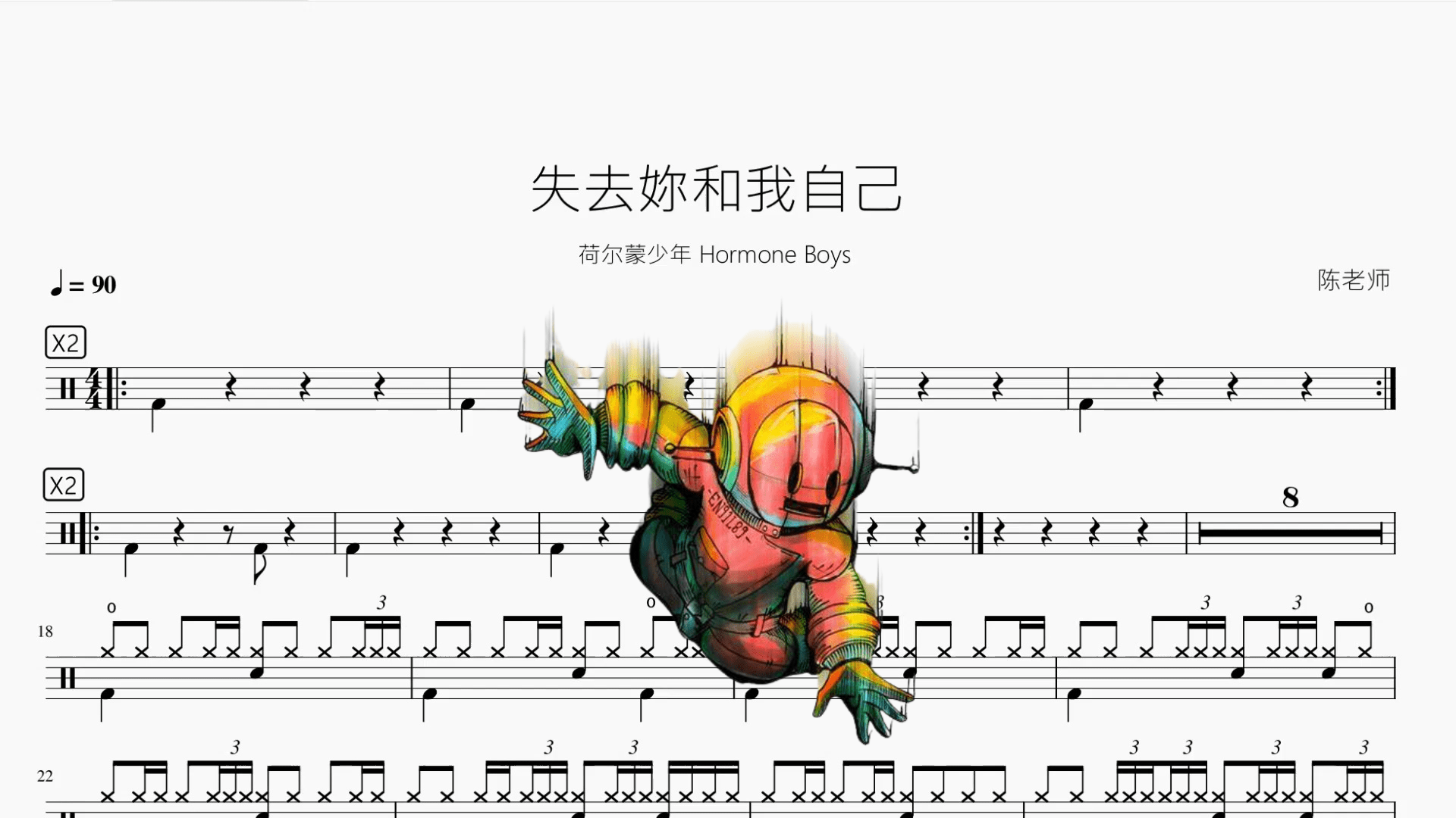 失去妳和我自己【荷尔蒙少年 Hormone Boys】 - 鼓譜 Drumtabs ドラム楽譜