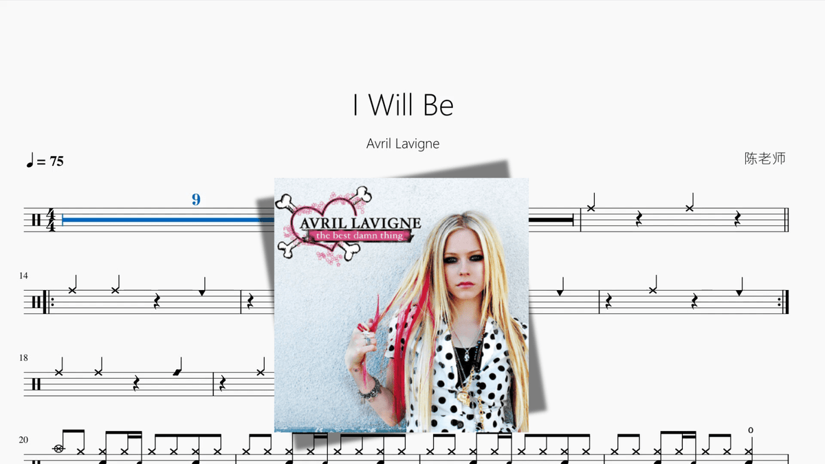 I Will Be【Avril Lavigne】 — partitura de batería Drumtabs