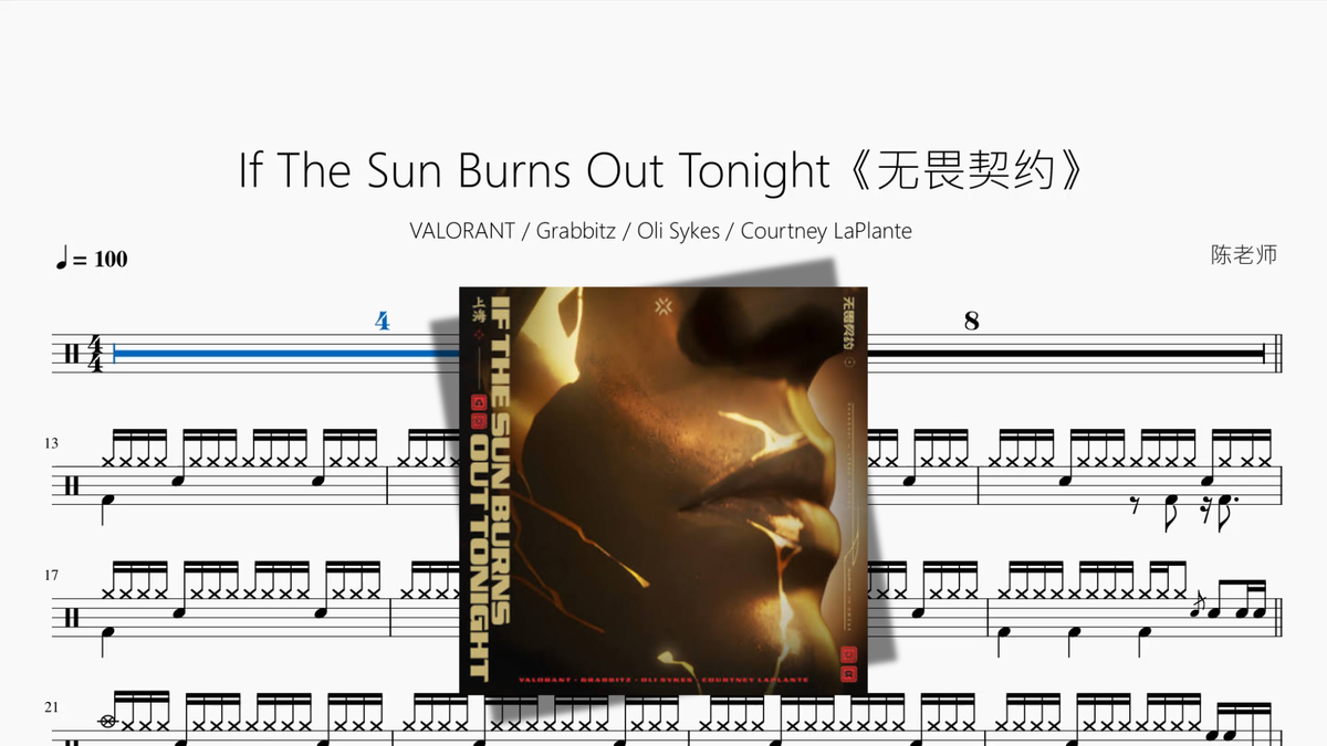 If The Sun Burns Out Tonight《无畏契约》 drum sheet music cover