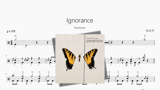 Ignorance【Paramore】 - 鼓譜 Drumtabs ドラム楽譜