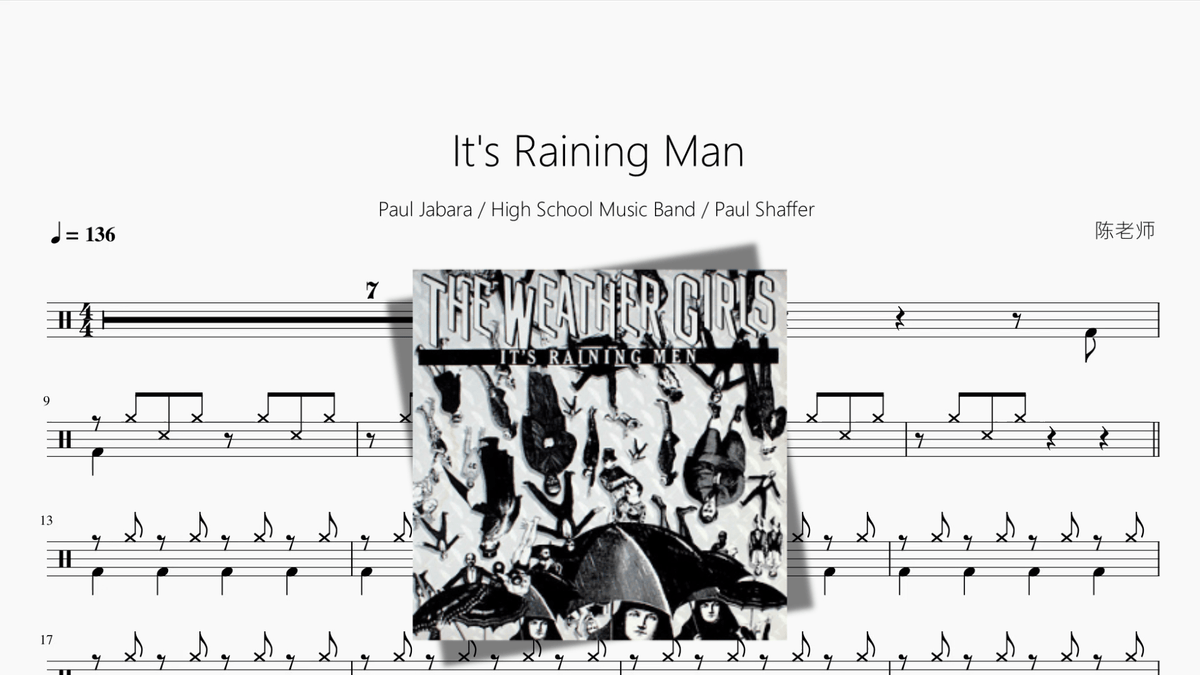 It's Raining Man【Paul Jabara & High School Music Band & Paul Shaffer】 - Good Sheet Music