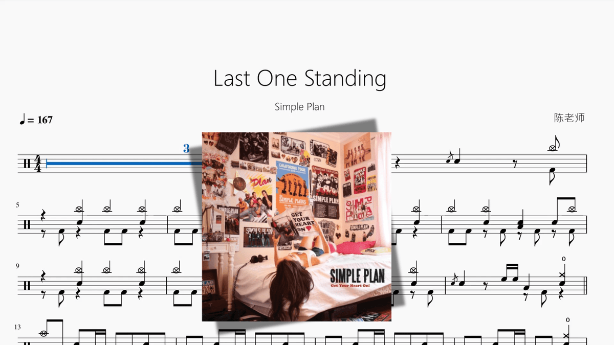 Last One Standing【Simple Plan】 — partitura de batería Drumtabs