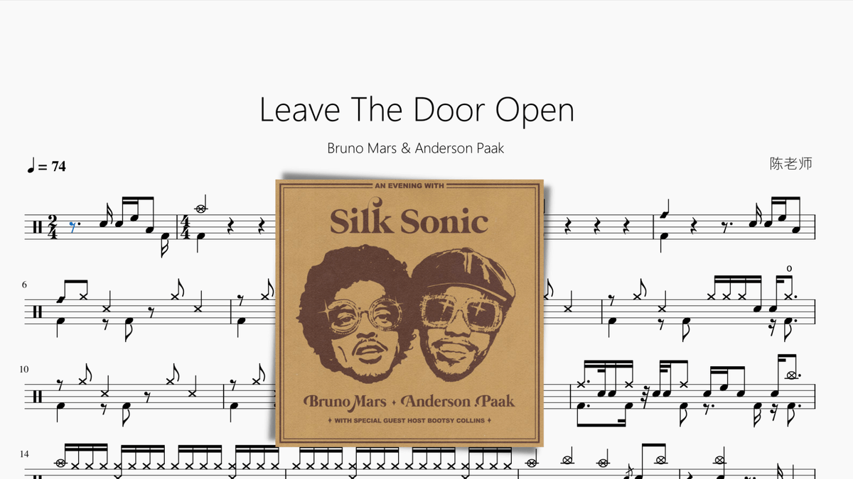 Leave The Door Open【Bruno Mars & Anderson Paak】 — partitura de batería Drumtabs
