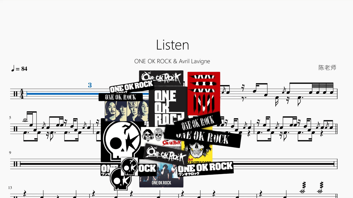 Listen【ONE OK ROCK & Avril Lavigne】 - 鼓譜 Drumtabs ドラム楽譜