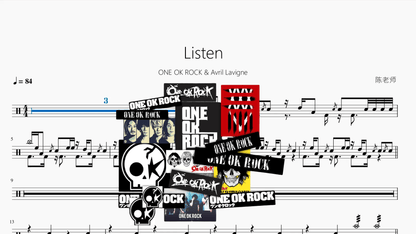 Listen【ONE OK ROCK & Avril Lavigne】 - 鼓譜 Drumtabs ドラム楽譜