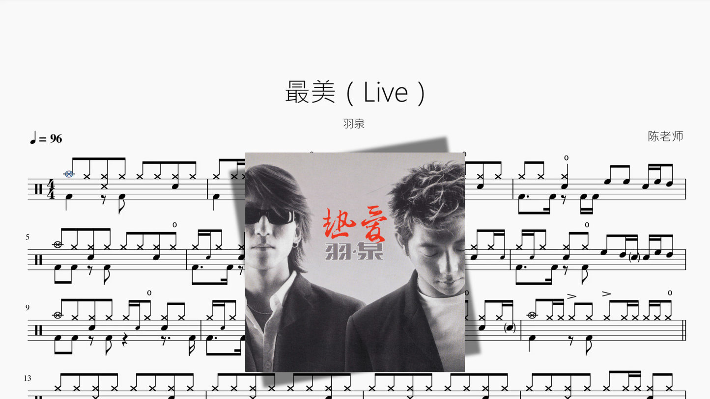 最美（Live）【羽泉】 - 鼓譜 Drumtabs ドラム楽譜