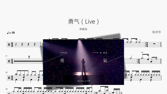 勇气（Live）【梁静茹】 - 鼓譜 Drumtabs ドラム楽譜