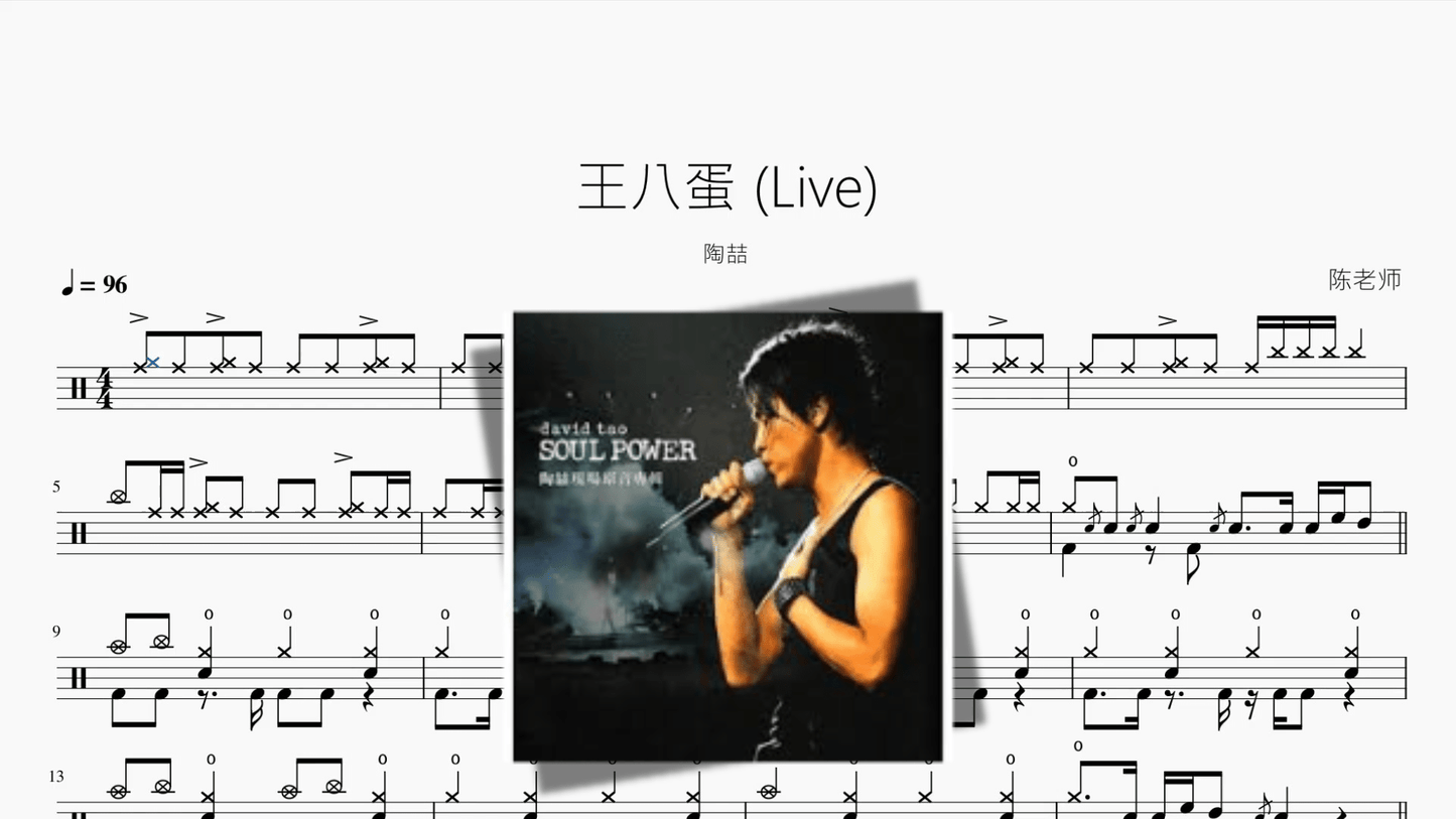 王八蛋 Live【陶喆】 - 鼓譜 Drumtabs ドラム楽譜
