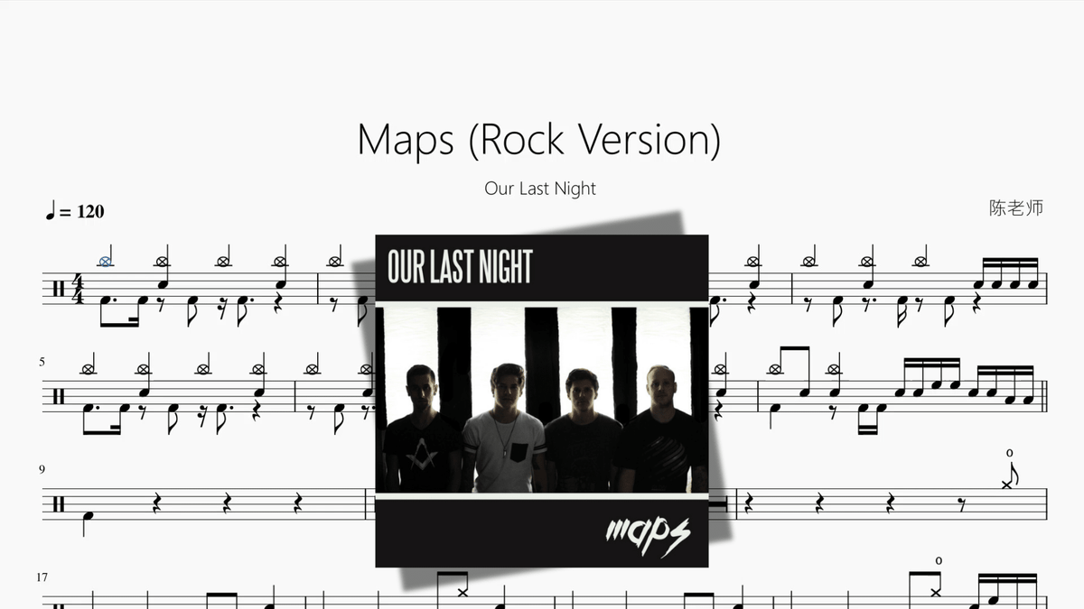 Maps Rock Version【Our Last Night】 - 鼓譜 Drumtabs ドラム楽譜