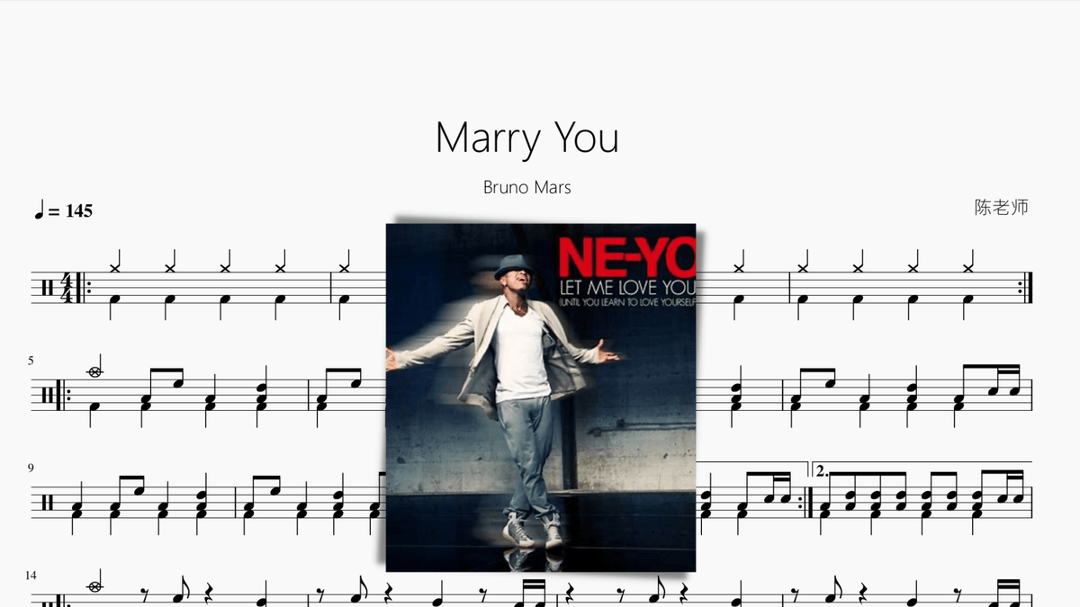 Marry You【火星哥】 — partitura de batería Drumtabs