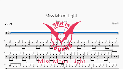 Miss Moon Light【She is Legend】 — partitura de batería Drumtabs