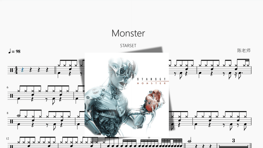 Monster【STARSET】 - 鼓譜 Drumtabs ドラム楽譜