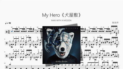 My Hero《犬屋敷》【MAN WITH A MISSION】 - 鼓譜 Drumtabs ドラム楽譜