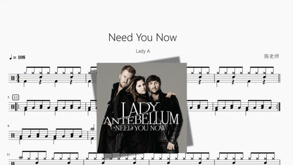 Need You Now【Lady A】 — partitura de batería Drumtabs