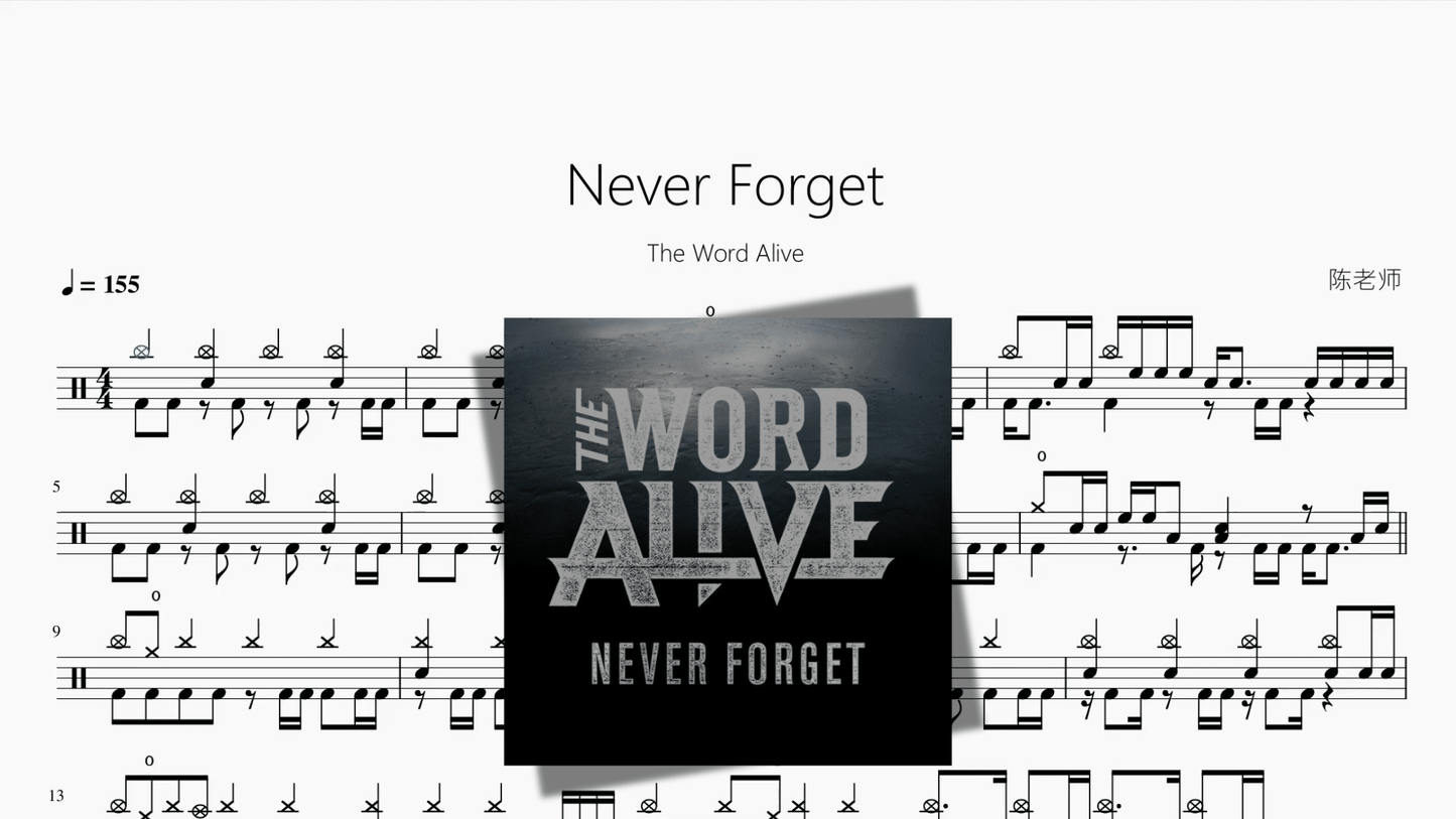 Never Forget【The Word Alive】 - 鼓譜 Drumtabs ドラム楽譜