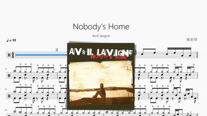 Nobody's Home【Avril lavigne 艾薇兒】 - Drum Sheet Music PDF cover