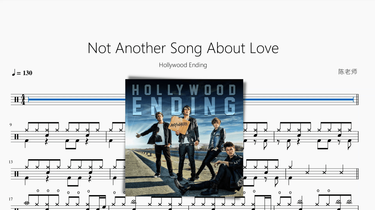 Not Another Song About Love【Hollywood Ending】 — partitura de batería Drumtabs