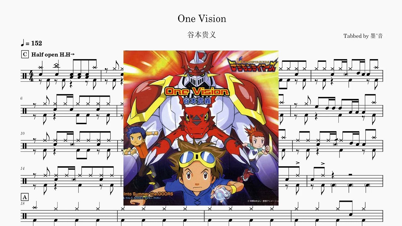 谷本贵义 (たにもと たかよし) - One Vision - 鼓譜 Drumtabs ドラム楽譜