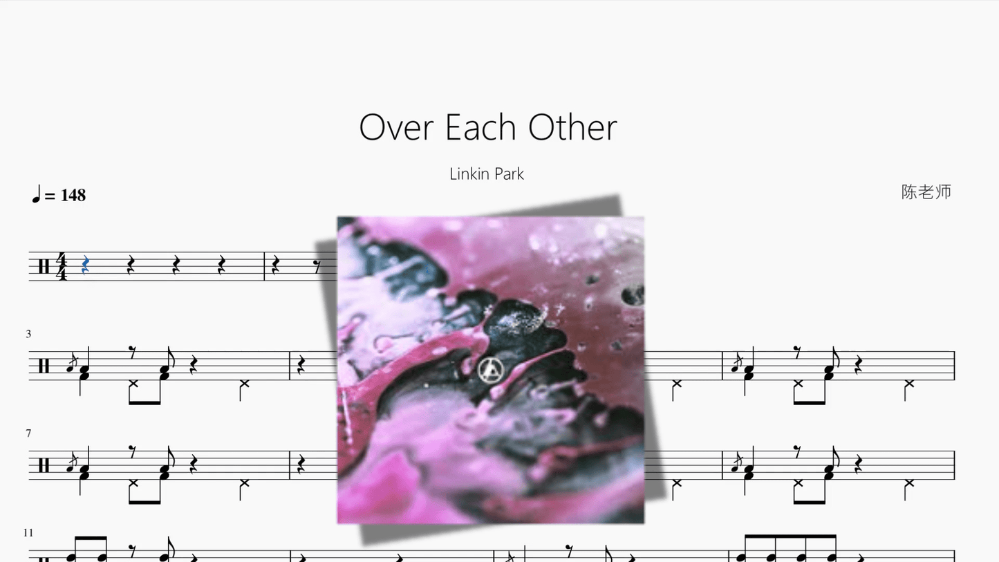 Over Each Other【Linkin Park】 - 鼓譜 Drumtabs ドラム楽譜