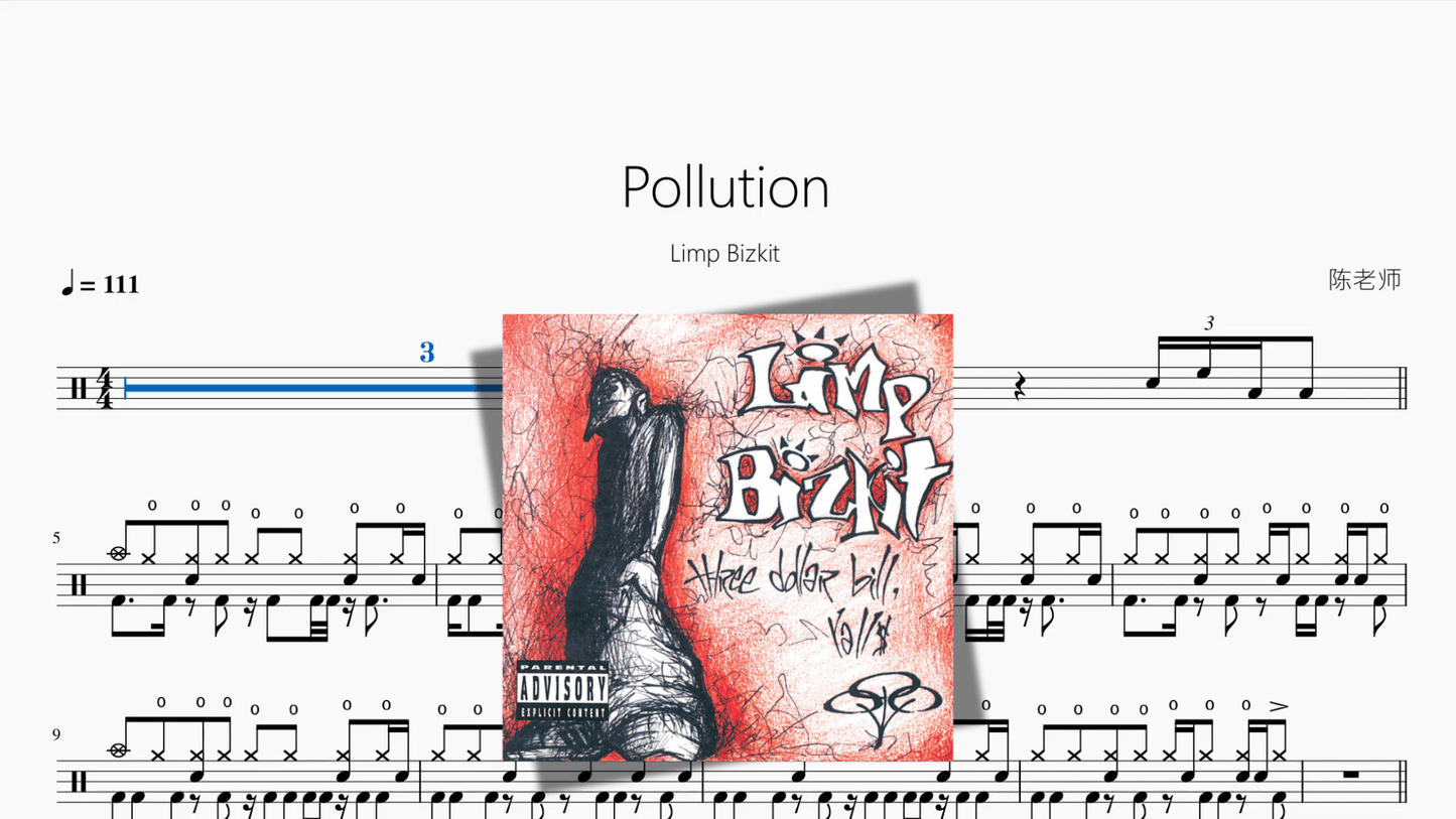 Pollution【Limp Bizkit】 - 鼓譜 Drumtabs ドラム楽譜