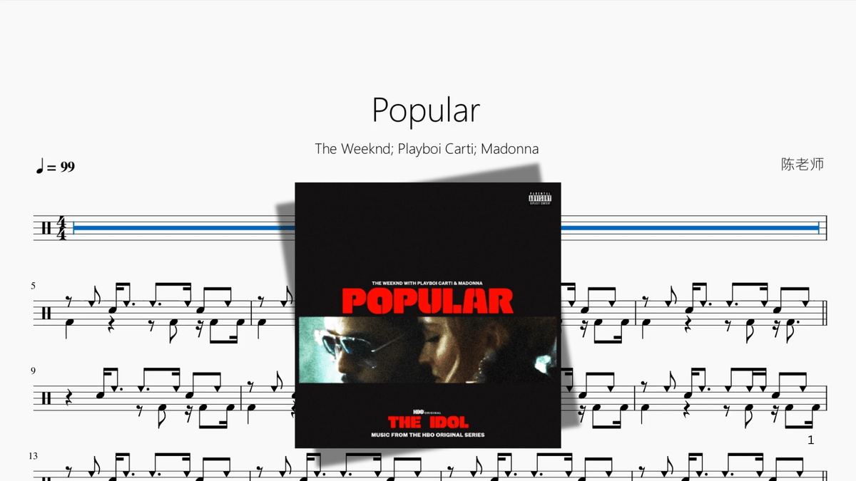 Popular【The Weeknd & Playboi Carti & Madonna 】 — partitura de batería Drumtabs