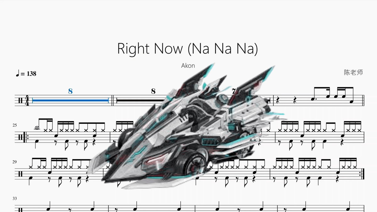Right Now (Na Na Na) 《QQ飞车》【Akon】 — partitura de batería Drumtabs