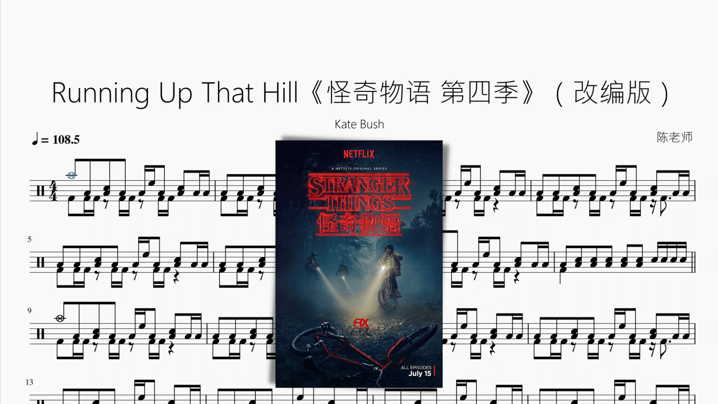 Running Up That Hill《怪奇物语 第四季》（改编版）【Kate Bush】 - 鼓譜 Drumtabs ドラム楽譜