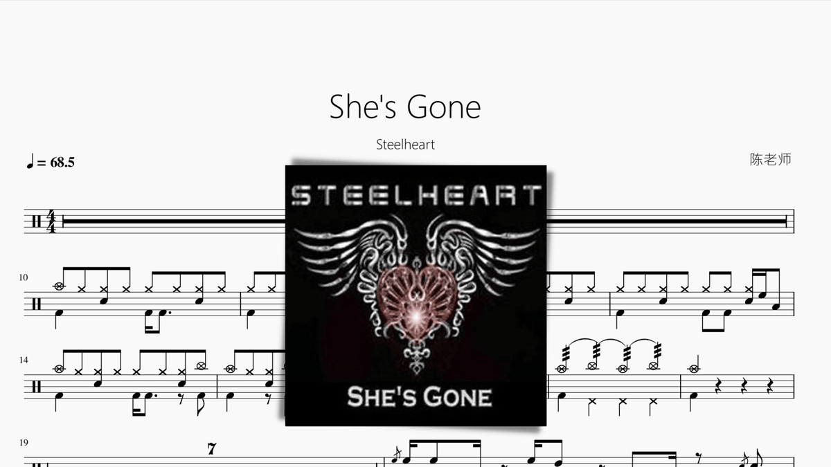 Shes Gone【Steelheart】 — partitura de batería Drumtabs