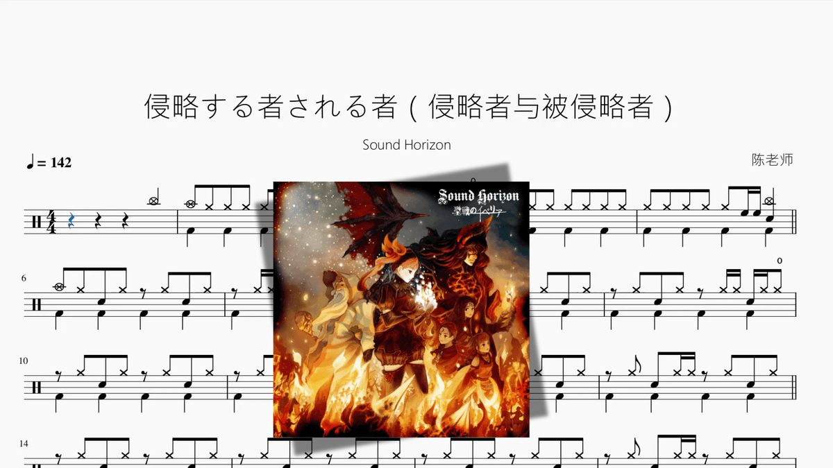 侵略する者される者（侵略者与被侵略者）【Sound Horizon】 — partitura de batería Drumtabs