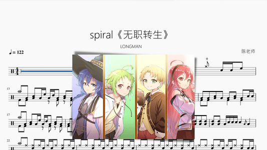 spiral 无职转生 — partitura de batería Drumtabs