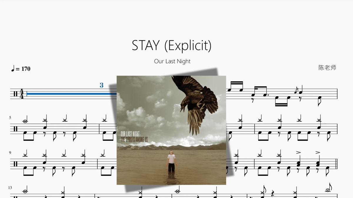 STAY Explicit【Our Last Night】 — partitura de batería Drumtabs