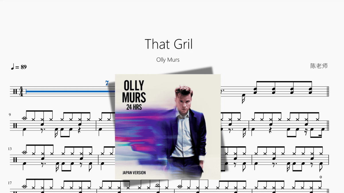That Gril【Olly Murs】 — partitura de batería Drumtabs