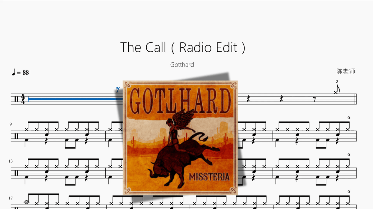 The Call（Radio Edit）【Gotthard】 — partitura de batería Drumtabs