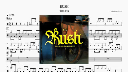 THE FIX - RUSH — partitura de batería Drumtabs
