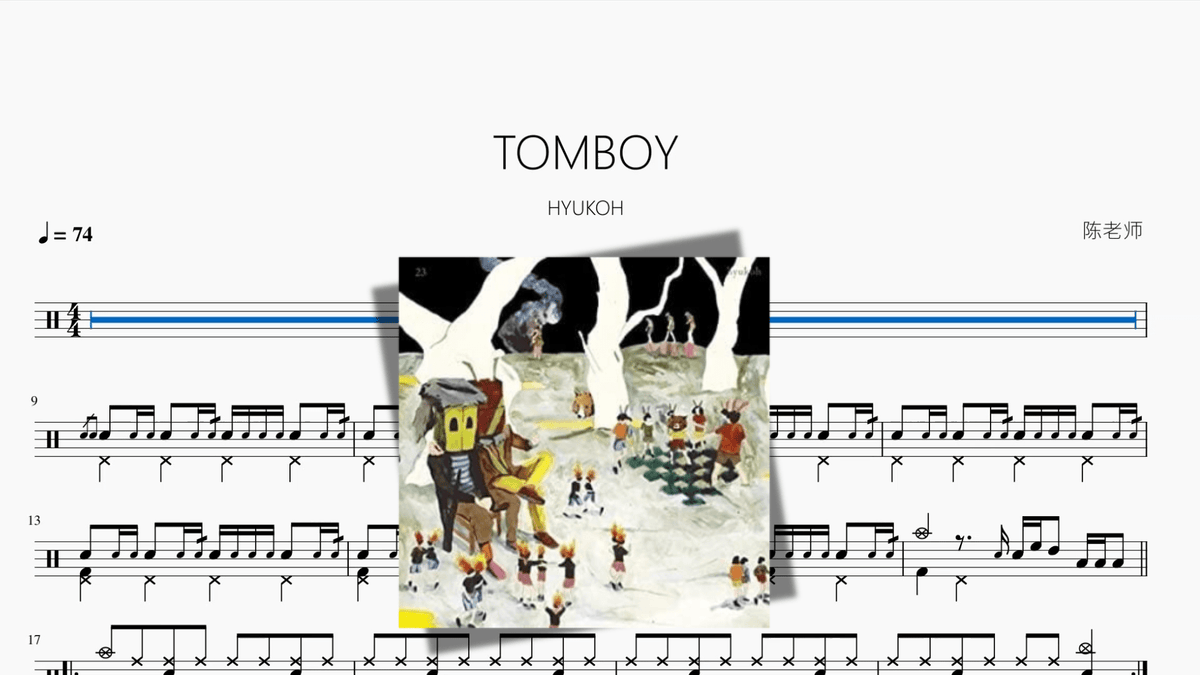 TOMBOY【HYUKOH】 — partitura de batería Drumtabs