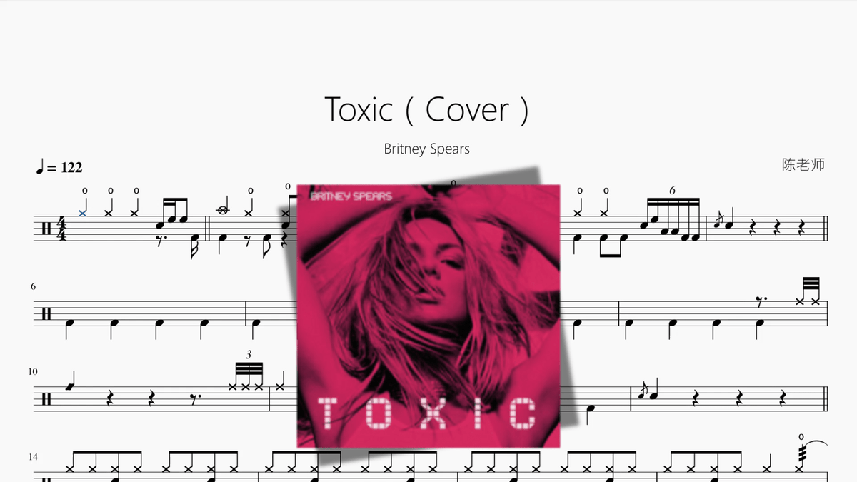 Toxic（Cover）【Britney Spears】 — partitura de batería Drumtabs
