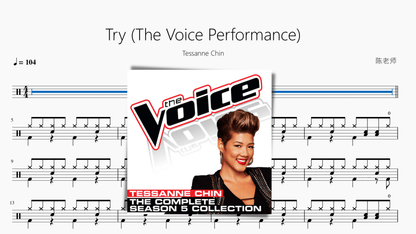 Try (The Voice Performance)【Tessanne Chin】 — partitura de batería Drumtabs