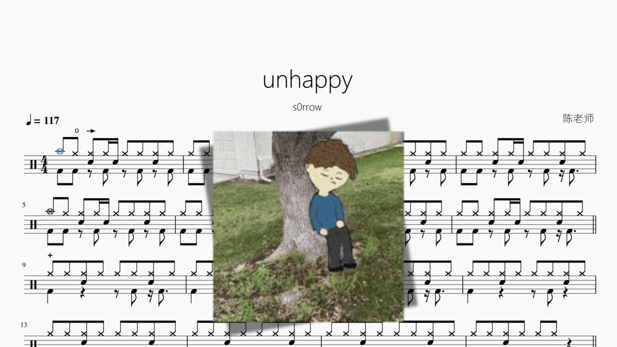unhappy【s0rrow】 — partitura de batería Drumtabs