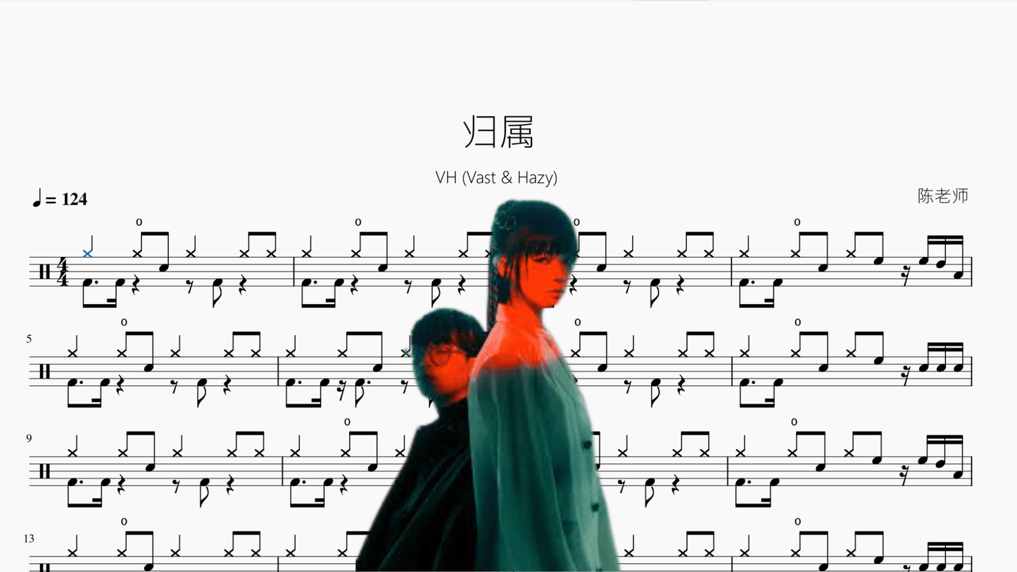 归属【VH (Vast & Hazy)】 - 鼓譜 Drumtabs ドラム楽譜