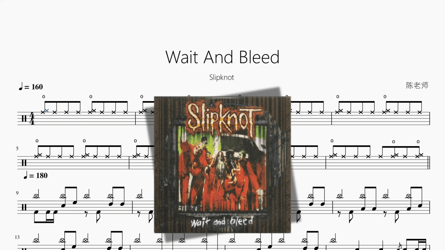 Wait And Bleed【Slipknot】 - 鼓譜 Drumtabs ドラム楽譜