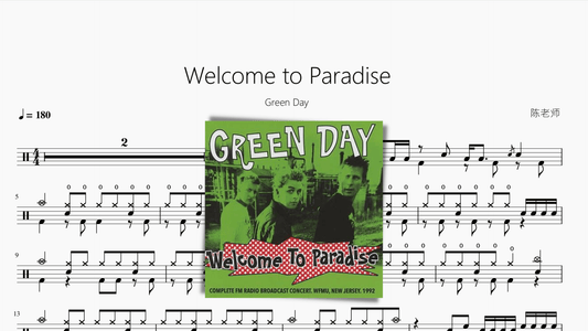 Welcome to Paradise【Green Day】 — partitura de batería Drumtabs