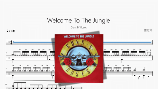 Welcome To The Jungle 【Guns N' Roses】 — partitura de batería Drumtabs