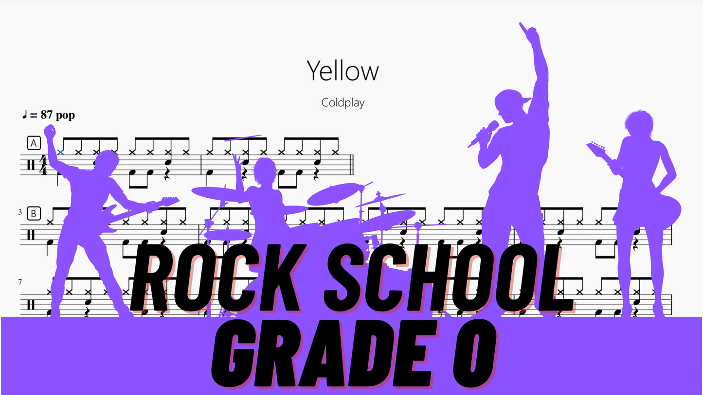 Yellow【Rock school Lv0】 - 鼓譜 Drumtabs ドラム楽譜